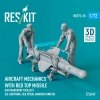 RESKIT RSF72-0035 Aircraft mechanics with Red Top missile (on transport trolley) (EE Lightning, Sea Vixen, Hawker Hunter) (2 pcs) (3D Printed) (1/72)